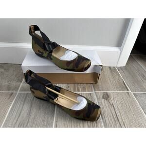 Women’s Jessica Simpson Mandalaye Camo Ballet Flats Size 9 NEW Satin Square Toe